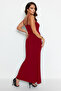 Kırmızı Maxi Bodycone/Vücuda Oturan Askılı Esnek Örme Elbise TWOSS23EL02435 - 7