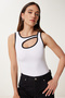 Women White Contrast Cut Out Detailed Knitted Blouse Us00965 - 2