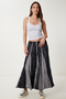 Women's Black Crinkle Effect Summer Parachute Skirt Us00970