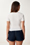 Women's Ecru Gathered Sandy Knitted Blouse Ff00172 - 4