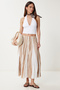 Women's Beige Crinkle Effect Summer Parachute Skirt Us00970