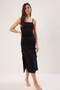 Black Knitted Shirred Maxi Beach Dress Tbess25El00144 - 2