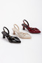 Women's Low Heeled Shoes with Piping Buckle Detail and Pointed Toe - 6