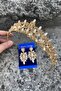 Clara Gold Bridal Henna Crown Special Occasion Accessory Women's Crown and Thin Shuttle Earring Set - 3