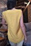 Women's Mustard Square Neck Thick Strap Sleeveless Linen Short Sleeve Summer Casual Shirt Blouse 700-2911275 - 5