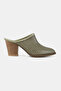 Women's Green Patent Leather Genuine Leather Heel Closed Front Sabo Slippers - 6