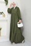 Women's Buttoned Khaki Ayrobin Dress - 2