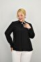 Women's Plus Size Judge Collar Stone Brooch Detailed Blouse 0034-25 - 5