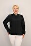 Women's Plus Size Judge Collar Stone Brooch Detailed Blouse 0034-25 - 4