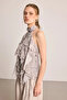 Ruffled Chiffon Blouse - Gray - 7