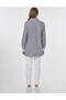 Cotton Blended Line Pattern Basic Tunic Navy Blue - 5