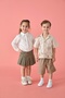 Khaki Pleated Zippered Woven Cotton Girl's Skirt - 3