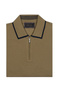 Olive Green Zippered Polo Neck Pique Mercerized Regular Fit T-Shirt - 2