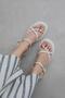 Sarah Finger Ring Stone Detail Women's Sandals Beige