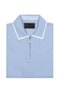 Blue Zippered Polo Neck Pique Mercerized Regular Fit T-Shirt - 2