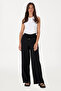 Women's Black Loose Relax Fit Canvas Trousers 50300357-Vr046 - 3