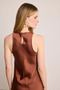 Halter Neckline Satin Evening Dress - Brown - 6