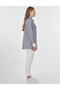 Cotton Blended Line Pattern Basic Tunic Navy Blue - 6