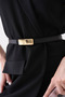 Women's Black Thin Faux Leather Gold Buckle Belt 2297 - 3