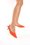 Orange Low Thin Heeled Suede Side Elastic Women's Evening Dress Classic Heeled Shoes - 2