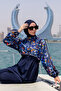 Women's Navy Blue Full Covered Hijab Swimsuit Short Set of 2 K-060 - 3