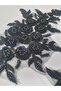 Black Small Floral Beaded Brode Guipure Applique Sewing Accessory 2 Pieces - 5
