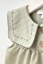 Baby Girl's Holiday Linen Dress with Embroidered Collar and Bag - 4