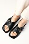 Babes Genuine Leather Black Buckle Thick Soled Women's Slippers