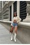 Women's High Waist Stone Jeans Denim Shorts - 5