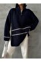 Dgn's Striped & Slitted Women's T-Shirt Sweatshirt