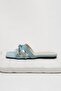 Pula Genuine Leather Blue Women's Heelless Flat Slippers - 8