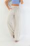 Women's Beige Linen Trousers with Elastic Waist, Pockets, Summer, Comfortable Fit - 5