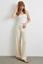 Waist Banded Wide Leg Trousers Cream - 3