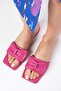 Cristina Genuine Leather Fuchsia Women's Heelless Flat Slippers
