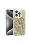 iPhone 14 Pro Max Case Flower Pattern Glossy Stone Hard Silicone Sys Garden Cover - White - 8