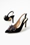Women's Genuine Leather Evening Shoes Black Suede - 3