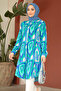 Patterned Indigo Blue Hijab Tunic 11679IM - 3