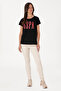Women's Black Crew Neck T-Shirt 50305842-Vr046 - 4