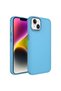 Silicone Sys Luna Case with Metal Frame and Push Button Design for iPhone 14 Compatible-Sierra Blue