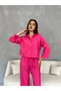 Women's Suit with Shirt Pocket Detail and Elastic Waist Trousers - 2