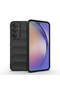 Galaxy A35 Case Sys Ethnic Silicone Cover with Flexible Tpu Hollowed Back Surface Design - Black