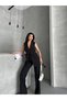 Women's Shawl Collar Belted Vest Palazzo Pants Suit - 3