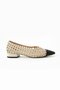 Women's Genuine Leather Straw Ballerina Beige - 2