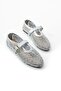 Women's Stone Detailed Mesh Ballerina Silver - 3