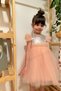 Powder-Colored Sequined Top and Six-Layered Tulle Skirt Girl's Dress - Li̇nda - 6