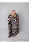 Women's Black Brown U-Neck Long Sleeve Patterned Slit Woven Viscose Mother Combed Cotton T-Shirt - 2