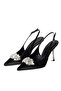 Jenny Satin Black Stone Detailed Heeled Shoes - 2