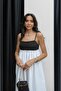 Women's White Double Color Summer Strap Dress - 2