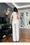Beige Linen Trousers Wrap Vest Suit - 8