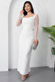 Heart Neckline Puff Sleeves Paillette Evening Dress Ecr5492